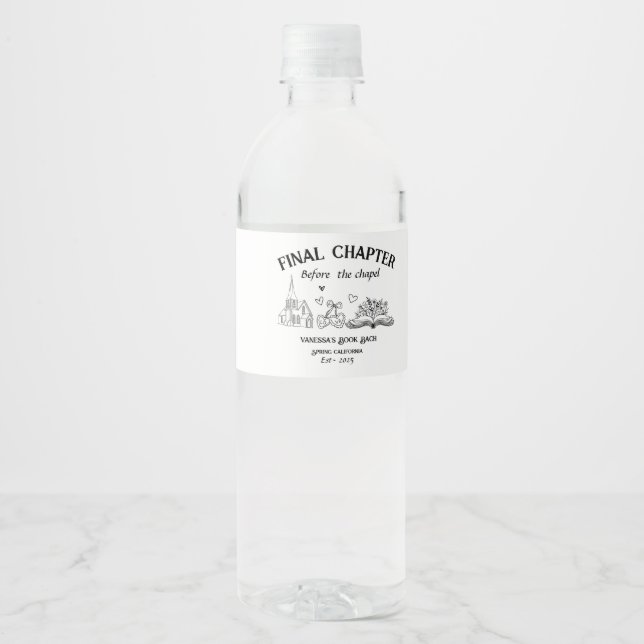 Final Chapter Before the Chapel Book Bachelorette  Water Bottle Label (Front)