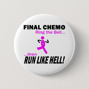 Final Chemo Run Like Hell - Breast Cancer 6 Cm Round Badge