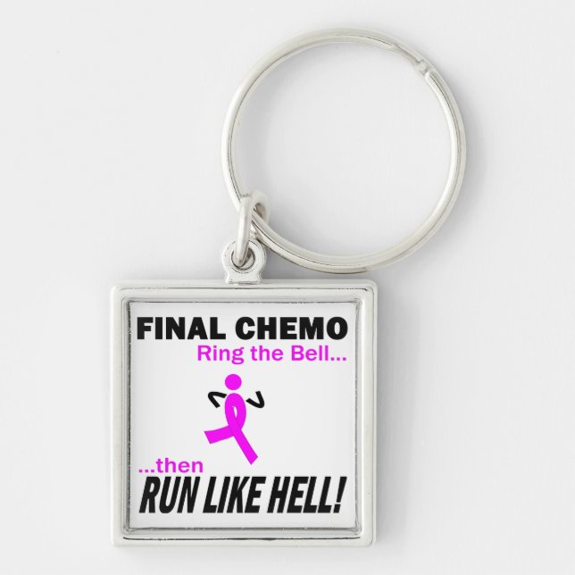 Final Chemo Run Like Hell - Breast Cancer Key Ring (Front)
