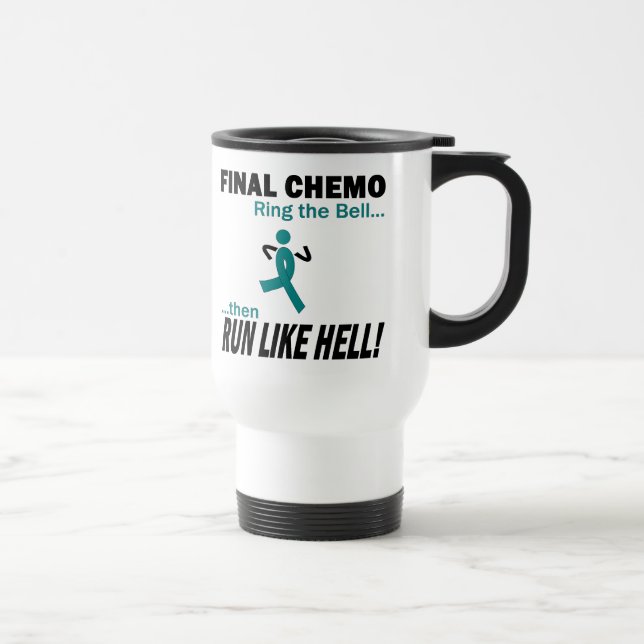 Final Chemo Run Like Hell - Ovarian Cancer Travel Mug (Right)