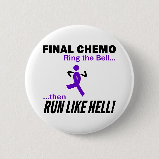 Final Chemo Run Like Hell - Violet Ribbon 6 Cm Round Badge (Front)