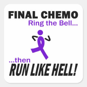 Final Chemo Run Like Hell - Violet Ribbon Square Sticker