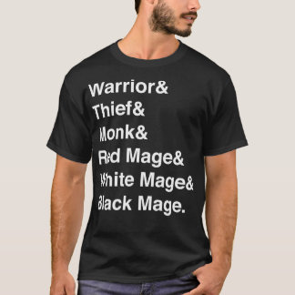 Final Fantasy Warriors Of Light List White Text T-Shirt