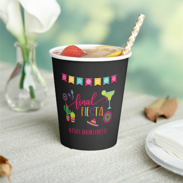 Final Fiesta Bachelorette Party Paper Cup - BLK (Insitu)