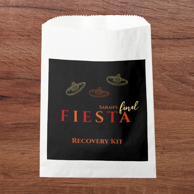Final Fiesta Bachelorette Party Recovery Kit Favour Bags (Final fiesta bachelorette party recovery kit mexican party sombrero)