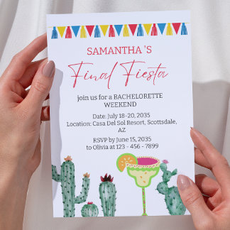 Final Fiesta Bachelorette Weekend Itinerary  Invitation