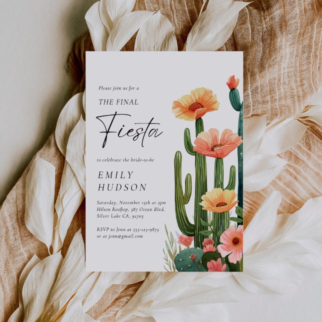 Final Fiesta Cactus Bachelorette Party Invitation (Creator Uploaded)