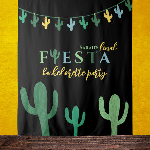 Final Fiesta Cactus Bachelorette Photo Backdrop Tapestry