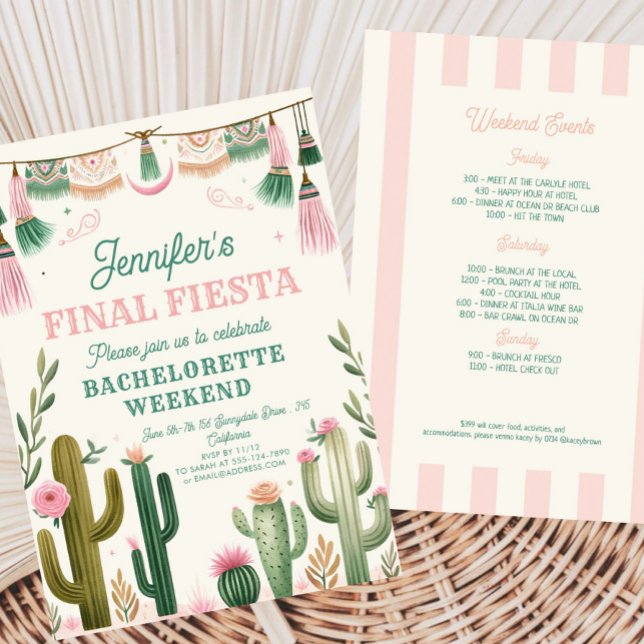 Final Fiesta Cactus Colourful Bridal/Bachelorette Invitation (Creator Uploaded)