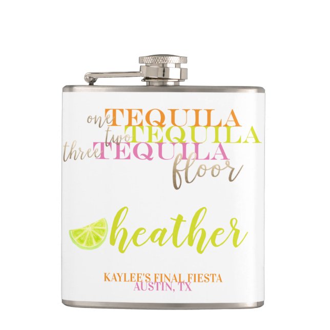 Final Fiesta Favour Tequila Bachelorette Party Hip Flask (Front)
