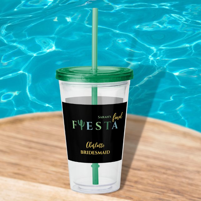 Final Fiesta Mexican Bachelorette Party Acrylic Tumbler (final fiesta bachelorette party tumbler cactus green and yellow bachelorette party favors mexican)