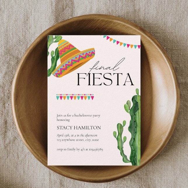 Final Fiesta Mexican Bachelorette Party Invitation (Creator Uploaded)