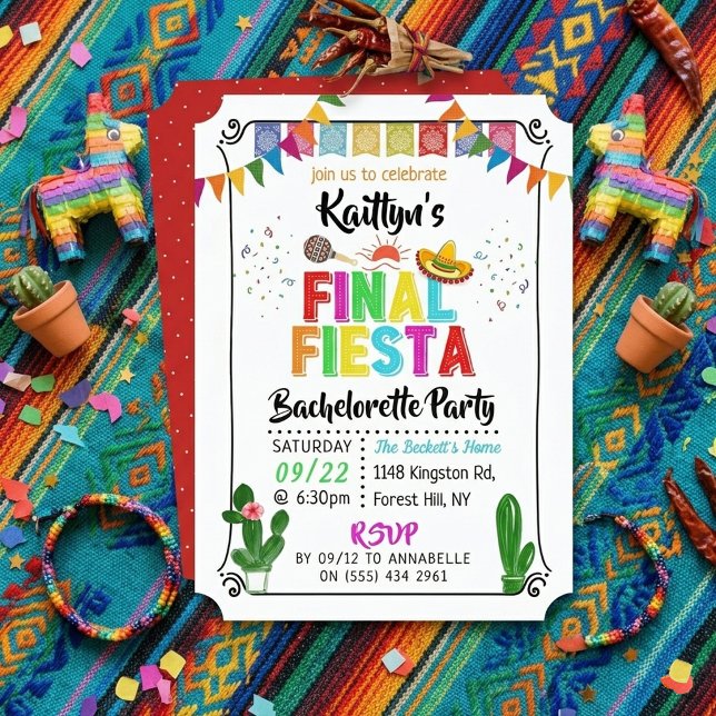 Final Fiesta Mexicana Bachelorette Party Invitation (Creator Uploaded)