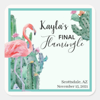 Final Flamingle Stickers, Bachelorette, Bridal Square Sticker