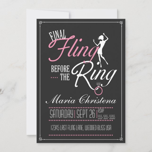 Final Fling Bachelorette Party Invitation (Front)