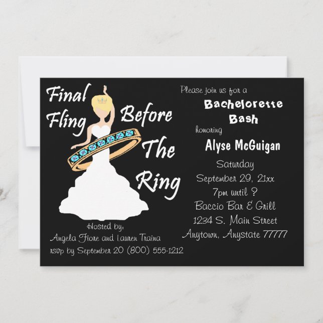 Final Fling Before The Ring Bachelorette Invites (Front)