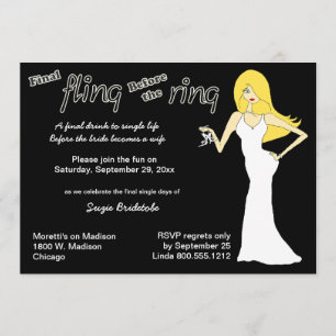 Final Fling Before The Ring Blonde Haired Bride Invitation