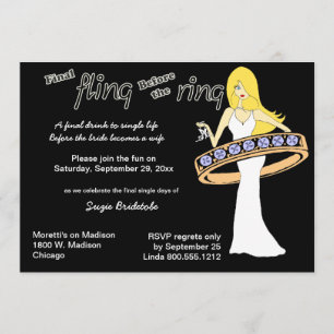 Final Fling Before The Ring Yellow Haired Bride Invitation