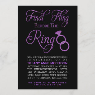 Final Fling Faux Glitter Bachelorette Party Invitation