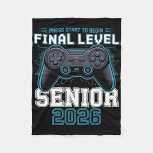 Final Level Senior 2026 Press Start Gamer Style Fleece Blanket