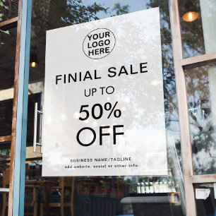 Final Sale Special Discount Offer Black & White Window Cling