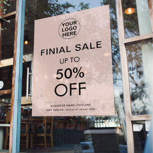 Final Sale Special Discount Offer Blush Pink Window Cling