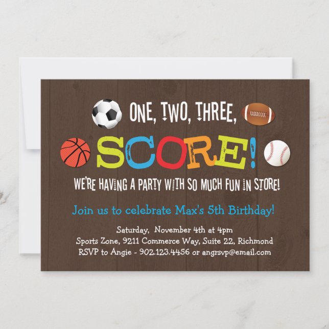 Final Score Sports Birthday Party Invitation (Front)
