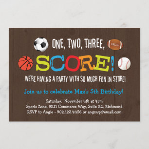 Final Score Sports Birthday Party Invitation