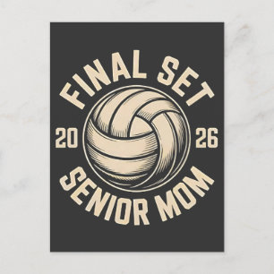 Final Set Senior Mum 2026 Graduation Volleyball  Holiday Postcard