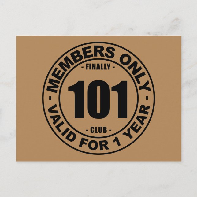 Finally 101 club postcard (Front)
