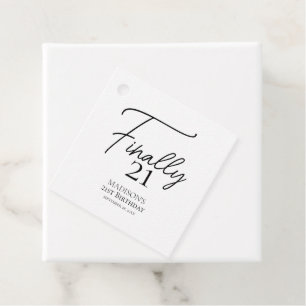 Finally 21 Black & White 21st Birthday Favour Tags