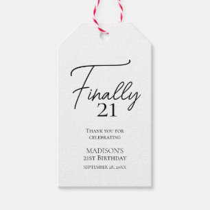 Finally 21 Black & White 21st Birthday Gift Tags