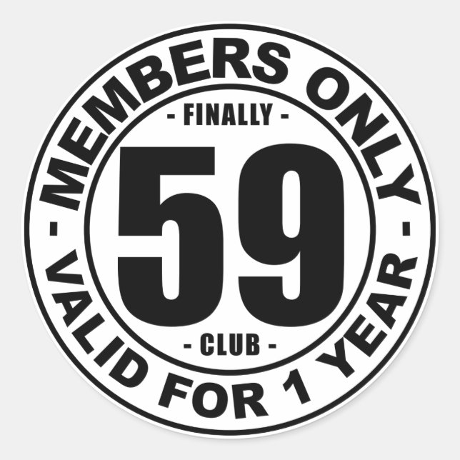 Finally 59 club classic round sticker (Front)