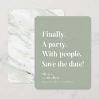 Finally a Party Simple Text Sage Green Minimalist