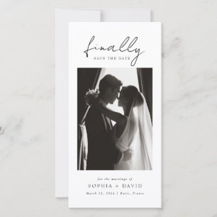 Finally   Black and White Bookmark Photo Wedding Save The Date