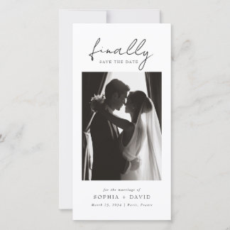 Finally | Black and White Bookmark Photo Wedding Save The Date