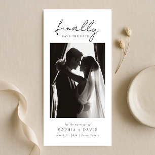 Finally   Black and White Bookmark Photo Wedding Save The Date