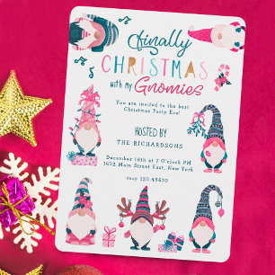 Finally Christmas With My Gnomies Christmas Party Holiday Card