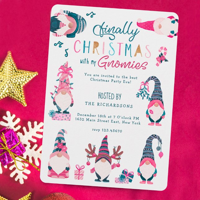Finally Christmas With My Gnomies Christmas Party Holiday Card (Finally Christmas With My Gnomies Christmas Party Holiday Card)