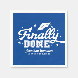 Finally Done Blue Graduation Party Napkin