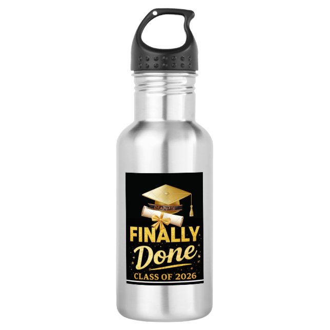 Finally Done Class of 2026 Graduation Design | Bla 532 Ml Water Bottle (Front)