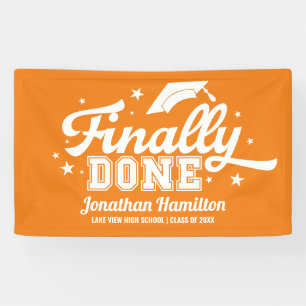 Finally Done Orange Graduation Party Banner