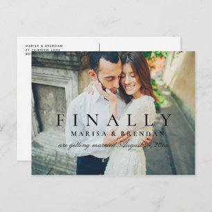 Finally Elegant Black White Photo Save the Date Announcement Postcard