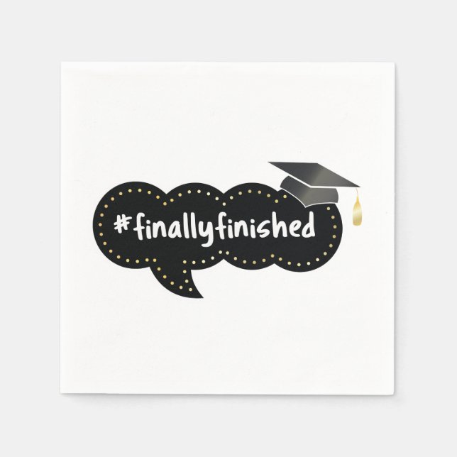 Finally Finished Graduation Black Bubble Napkin (Front)