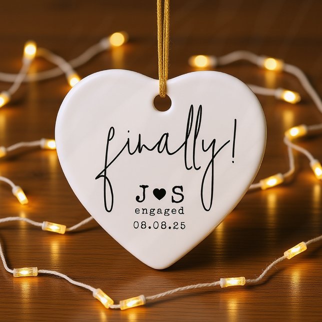Finally! Funny Personalised Typography Engaged Ceramic Tree Decoration (Creator Uploaded)