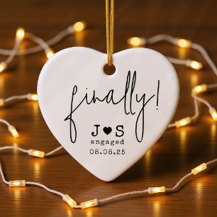 Finally! Funny Personalized Typography Engaged Ceramic Tree Decoration