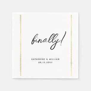 Finally Gold Border Custom Wedding Engagement Napkin
