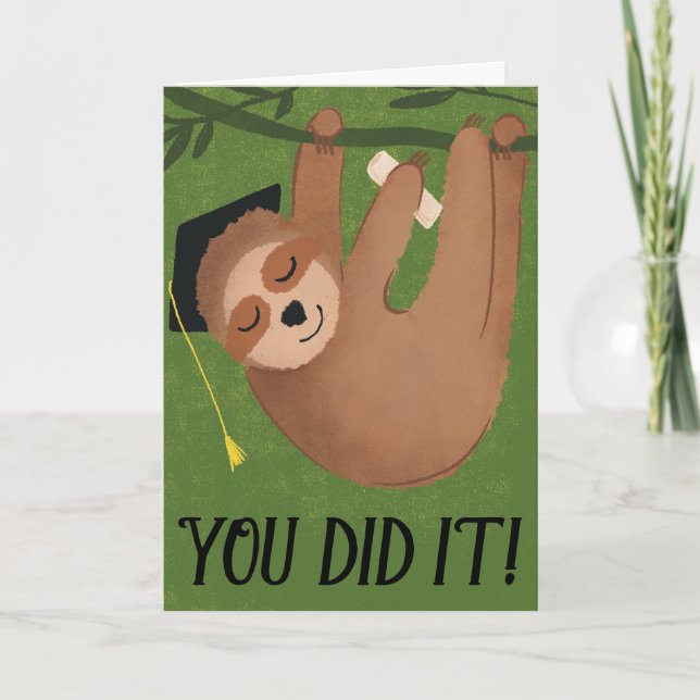 Finally Graduate Sloth Graduation Greeting Card (Front)