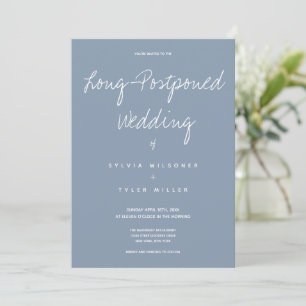 Finally Happening Wedding Blue Typography Minimal