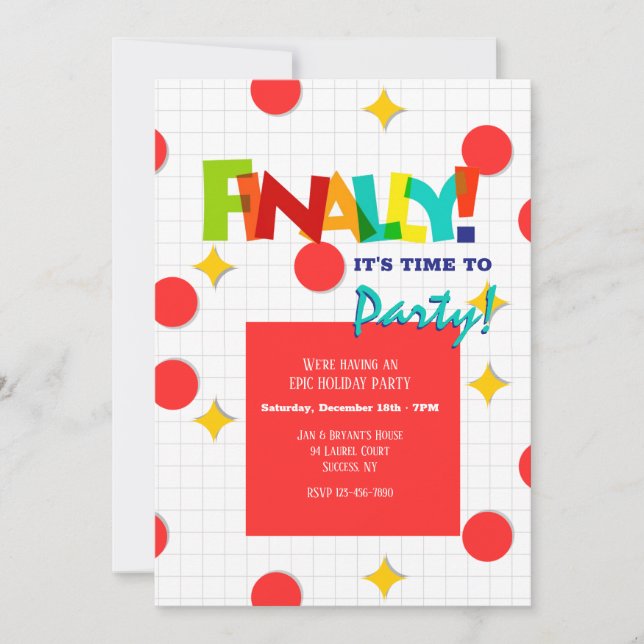 Finally It's Time To Party Invitation (Front)
